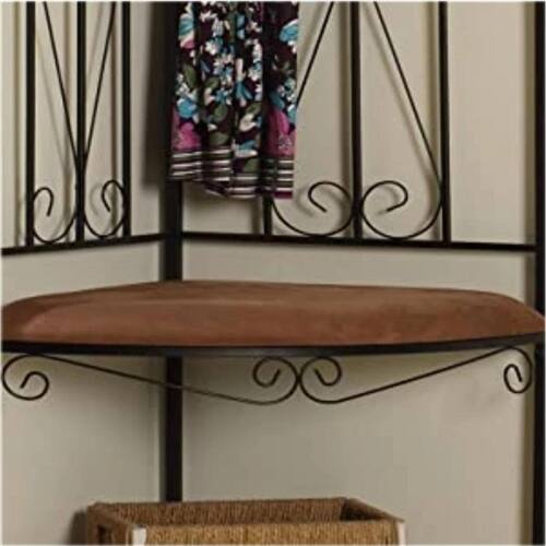 Alt View 2. SlickBlue - Black Metal Corner Hall Tree Coat Rack with Storage Bench and Scroll Design - Black.