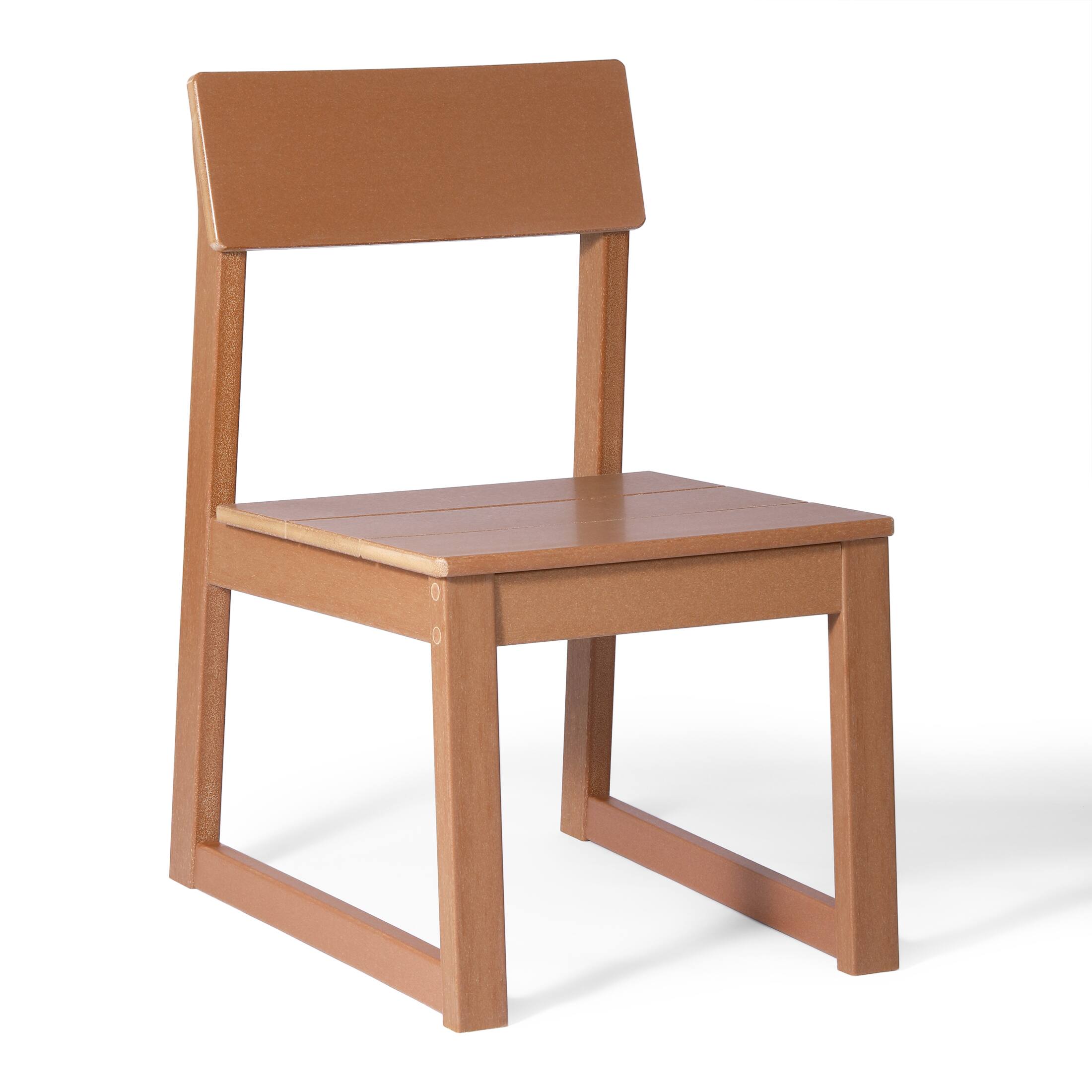 Left. WestinTrends - WestinTrends Paloma Modern HDPE Outdoor Armless Patio Dining Chairs (Set of 2) - Teak.