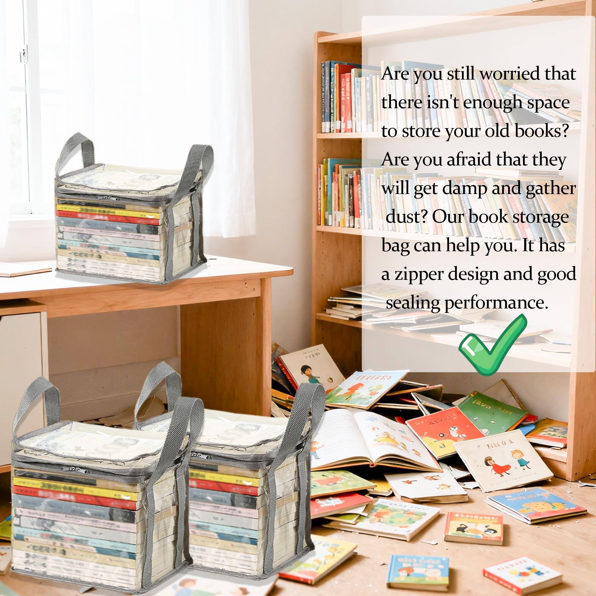 Are you still worried that there isn't enough space to store your old books? Are you afraid that they will get damp and gather dust? Our book storage bag can help you. It has a zipper design and good sealing performance.