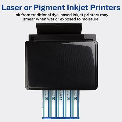 Laser or Pigment Inkjet Printers

Ink from traditional dye-based inkjet printers may smear when wet or exposed to moisture.