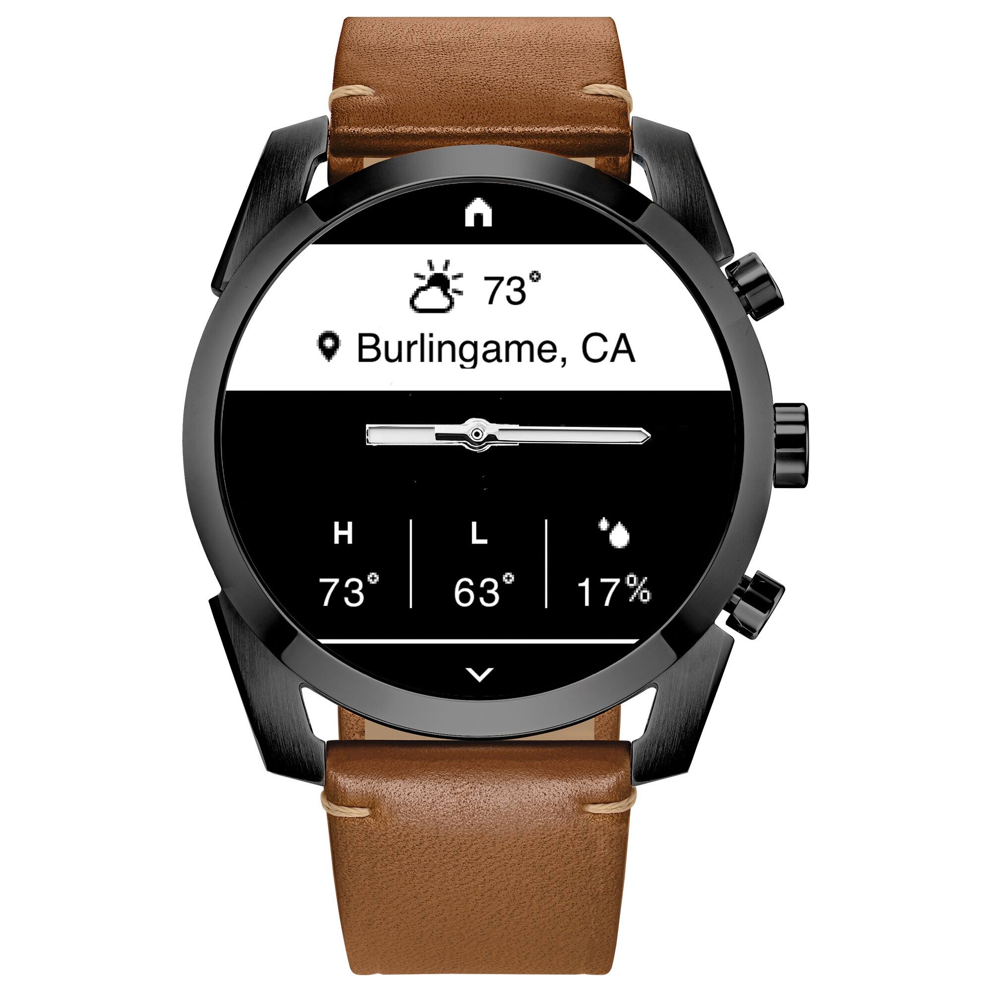 Alt View Zoom 4. Citizen - CZ Smart Unisex Hybrid 42.5mm Grey IP Stainless Steel Smartwatch with Camel Leather Strap - Gray.