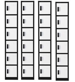 AdirOffice - Storage Locker 629-Series 72" H 6-Tier Steel Digital Lock 6-Shelf Locker, 4/Pack - Black and White