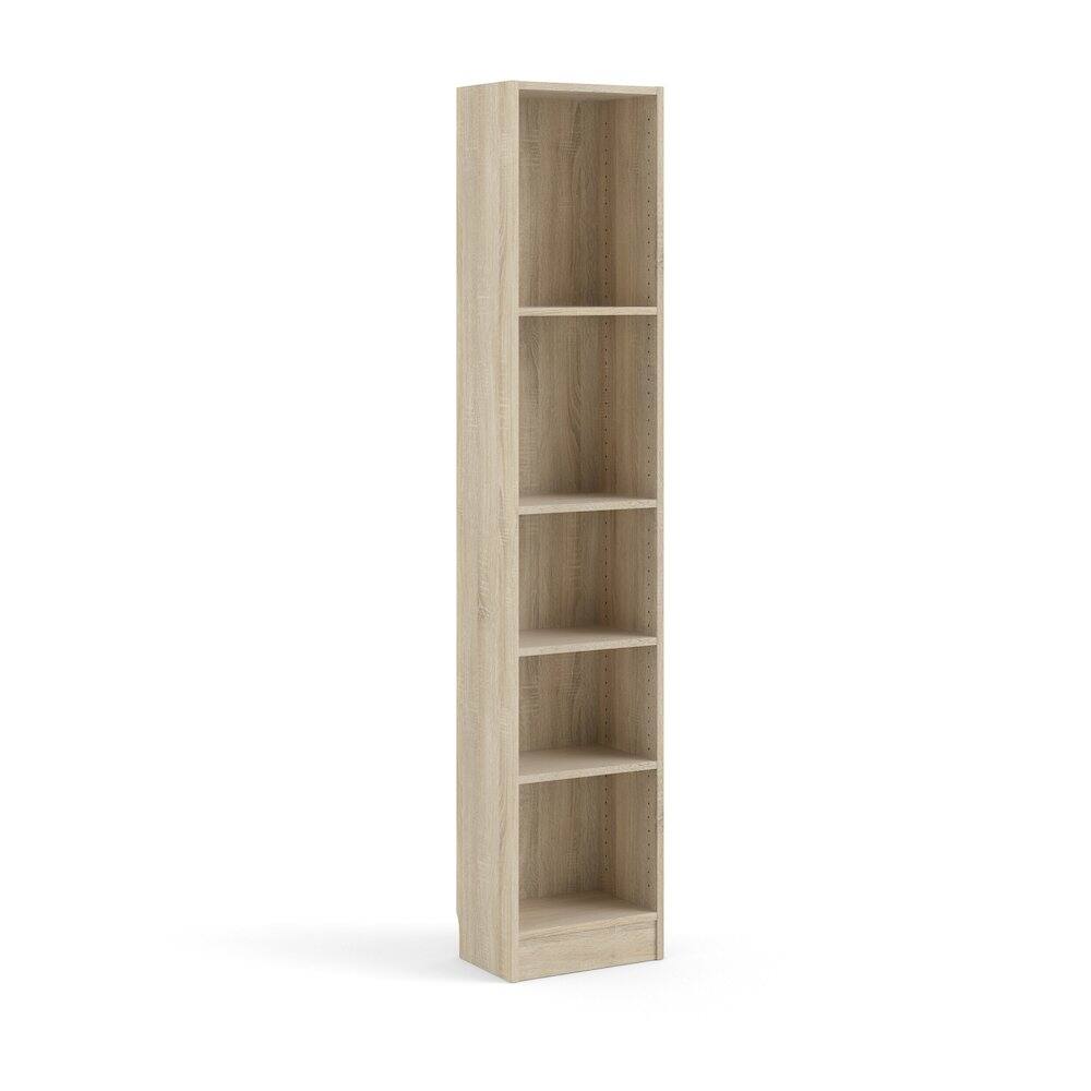 Front. Tvilum - Element Tall Narrow 5-Shelf Office Bookcase, Oak Structure - Brown.