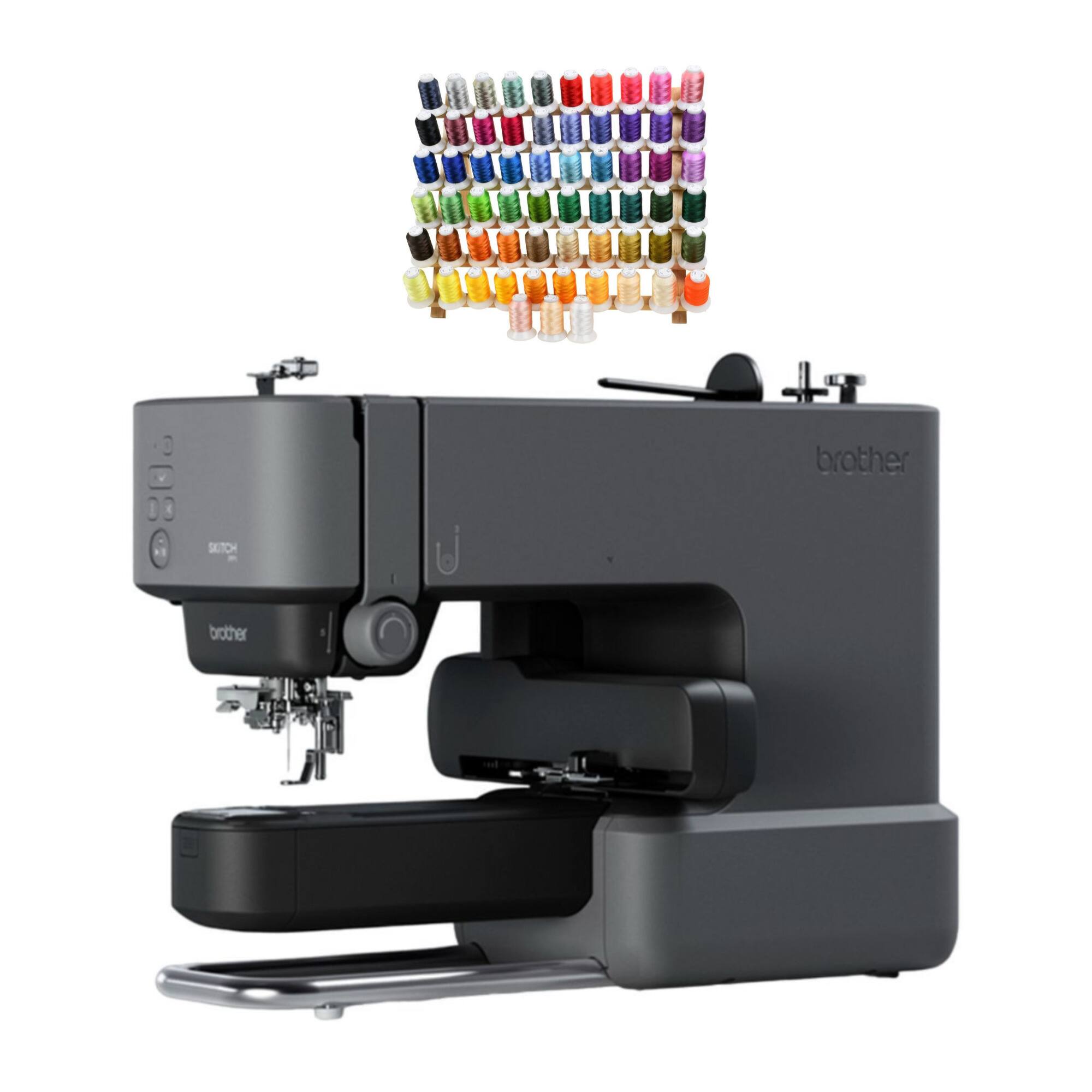 Brother - Skitch Embroidery Machine and Pacesetter 63 Spool Thread Set Bundle