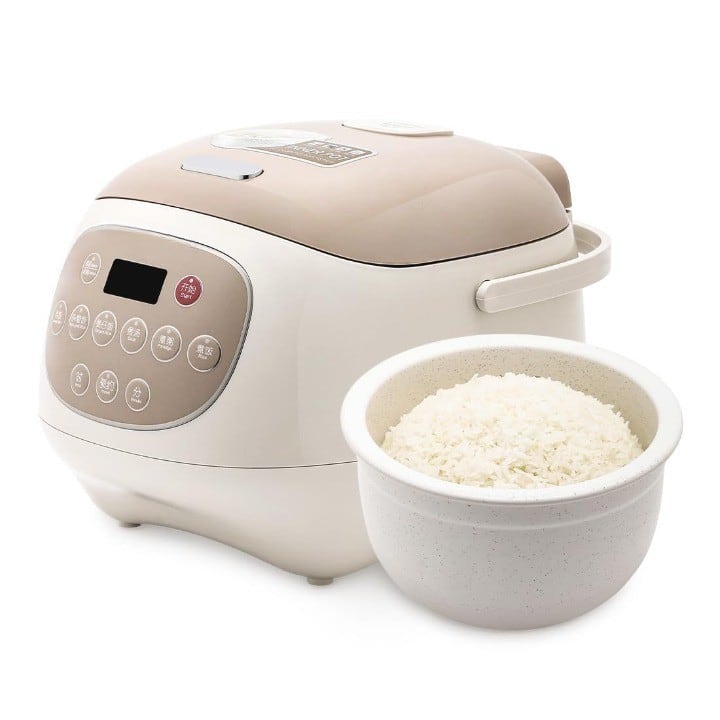 Mirfee - Ceramic Rice Cooker, 6-Cup (3.2 Qt) | PFOA-Free Pure Ceramic Pot, Healthy Cooking - Brownness