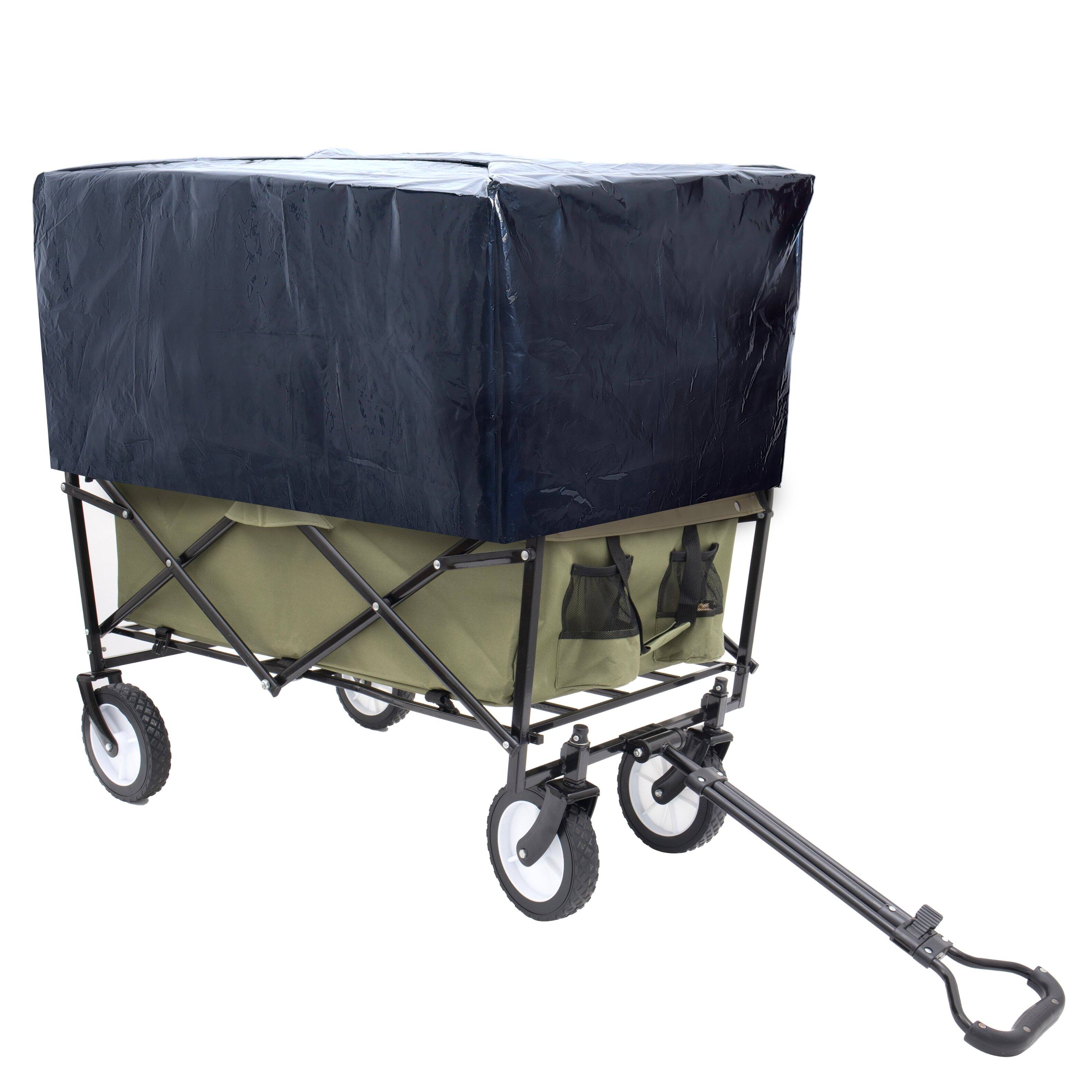 Alt View 5. Mondawe - 360lbs Collapsible Wagon Utility Carts with Strapping System, 3-Piece Liner - Green.
