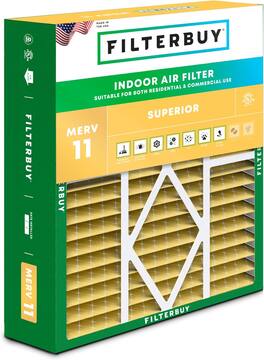 Filterbuy - 20x20x5 MERV 11 Pet & Allergy Defense, Pleated HVAC AC Furnace Air Filters Replacement for Amana & More (1-Pack) - Gold
