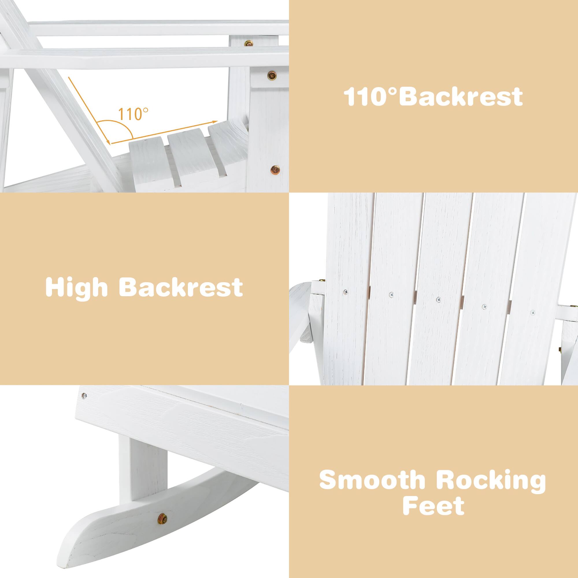 110° Backrest  
High Backrest  
Smooth Rocking Feet