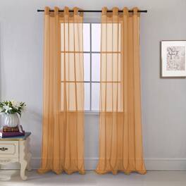 RT Designers Collection - Cara One Sheer Grommet Light Filtering Curtain Panel 54" x 90" - Neon orange