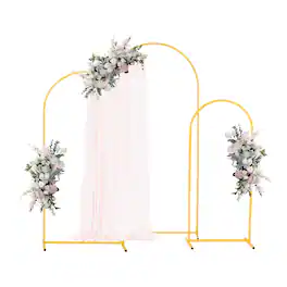 VEVOR - Arch Backdrop Stand, Set of 3, 6/5/4 ft, Stable Structure, Easy Assembly, Metal Arch Backdrop Stand for Wedding - Gold