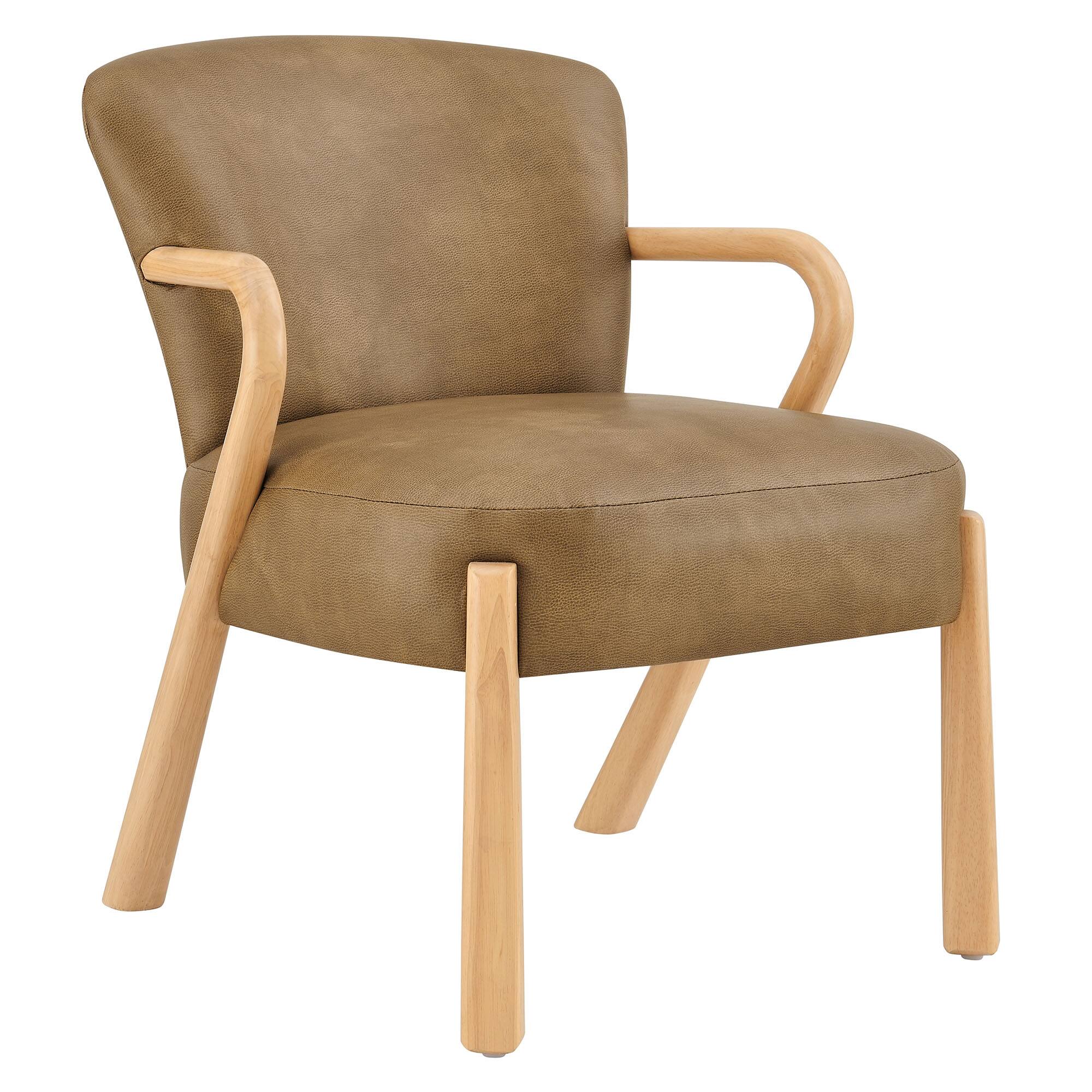 Angle. Modway - Arden Faux Leather Upholstered Accent Armchair by Modway - Toast.