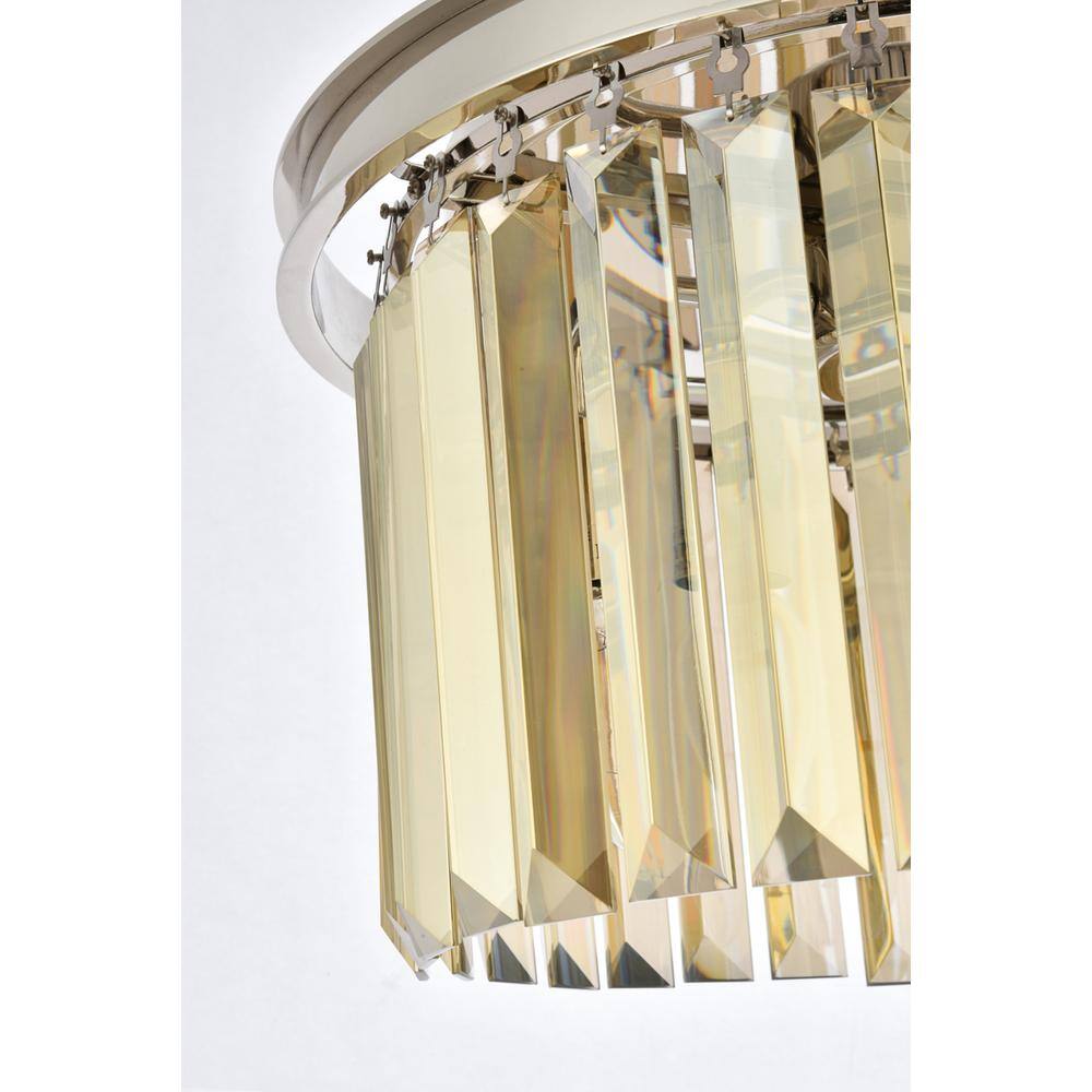 Alt View 4. Urban Classic - Sydney 3 light polished nickel Pendant Golden Teak (Smoky) Royal Cut Crystal - Polished Nickel.