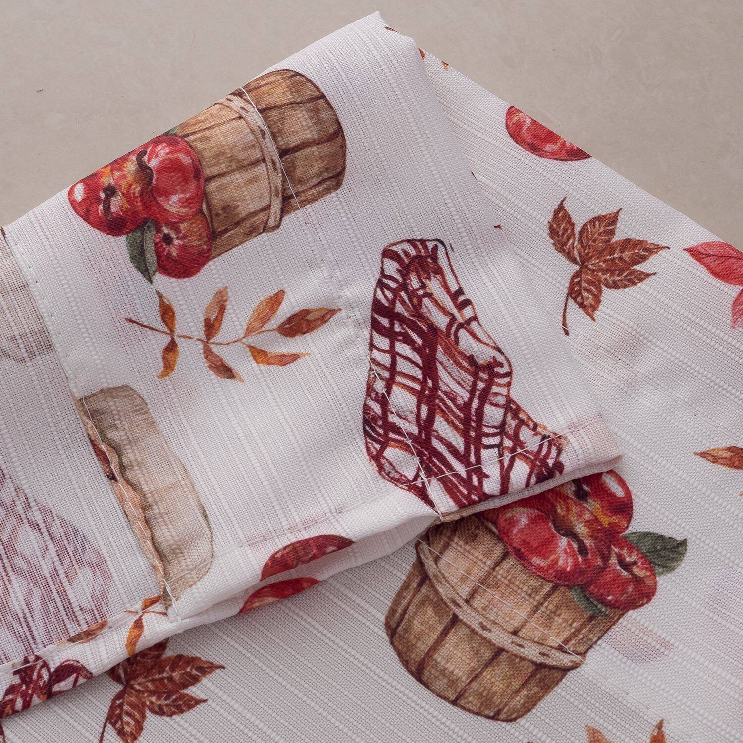 Left. Kate Aurora - Kate Aurora Autumn Harvest Apple Pie & Cider Rod Pocket 3 Piece Cafe Kitchen Curtain Tier & Valance Set - White.
