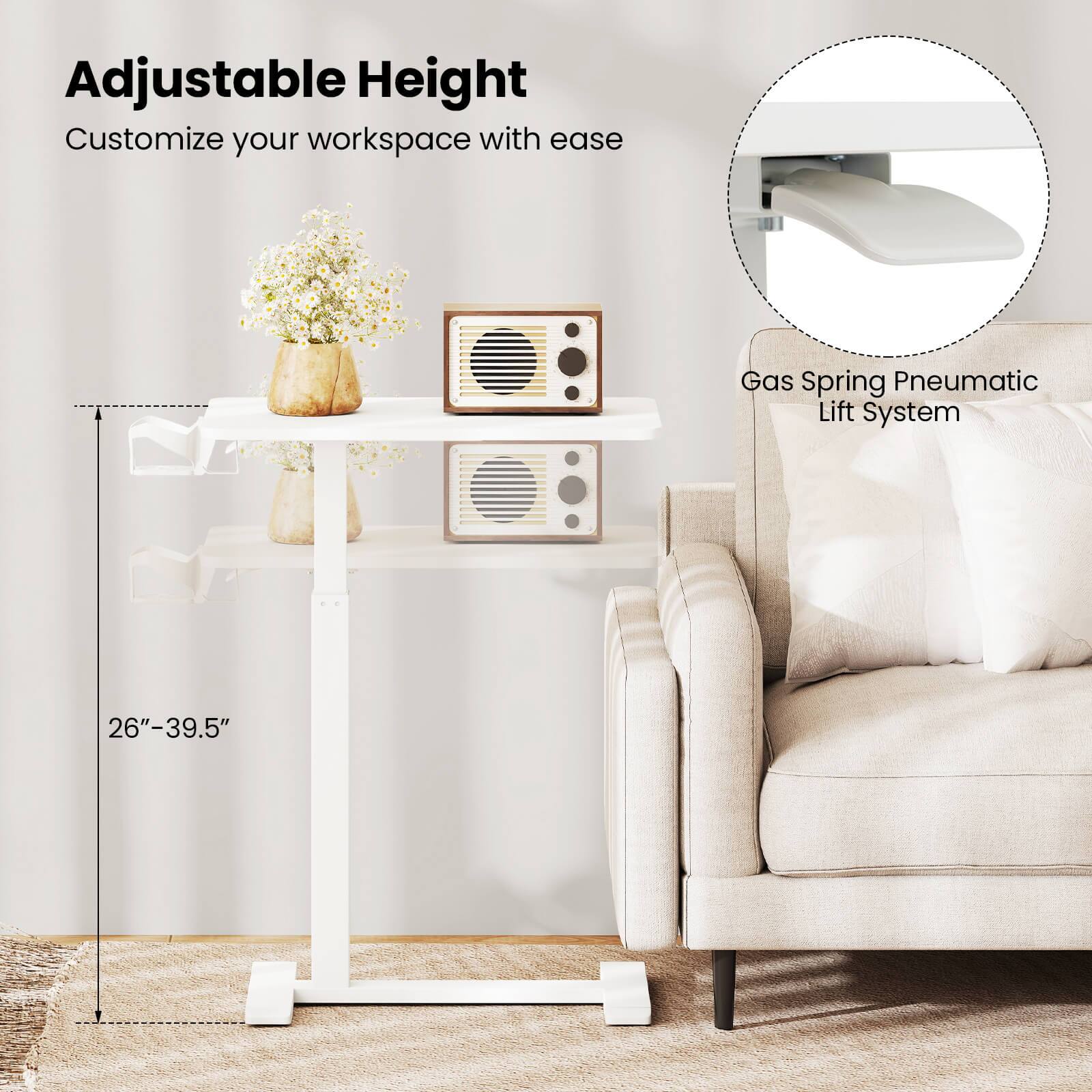 Adjustable Height  
Customize your workspace with ease  

Gas Spring Pneumatic Lift System  

26"–39.5"