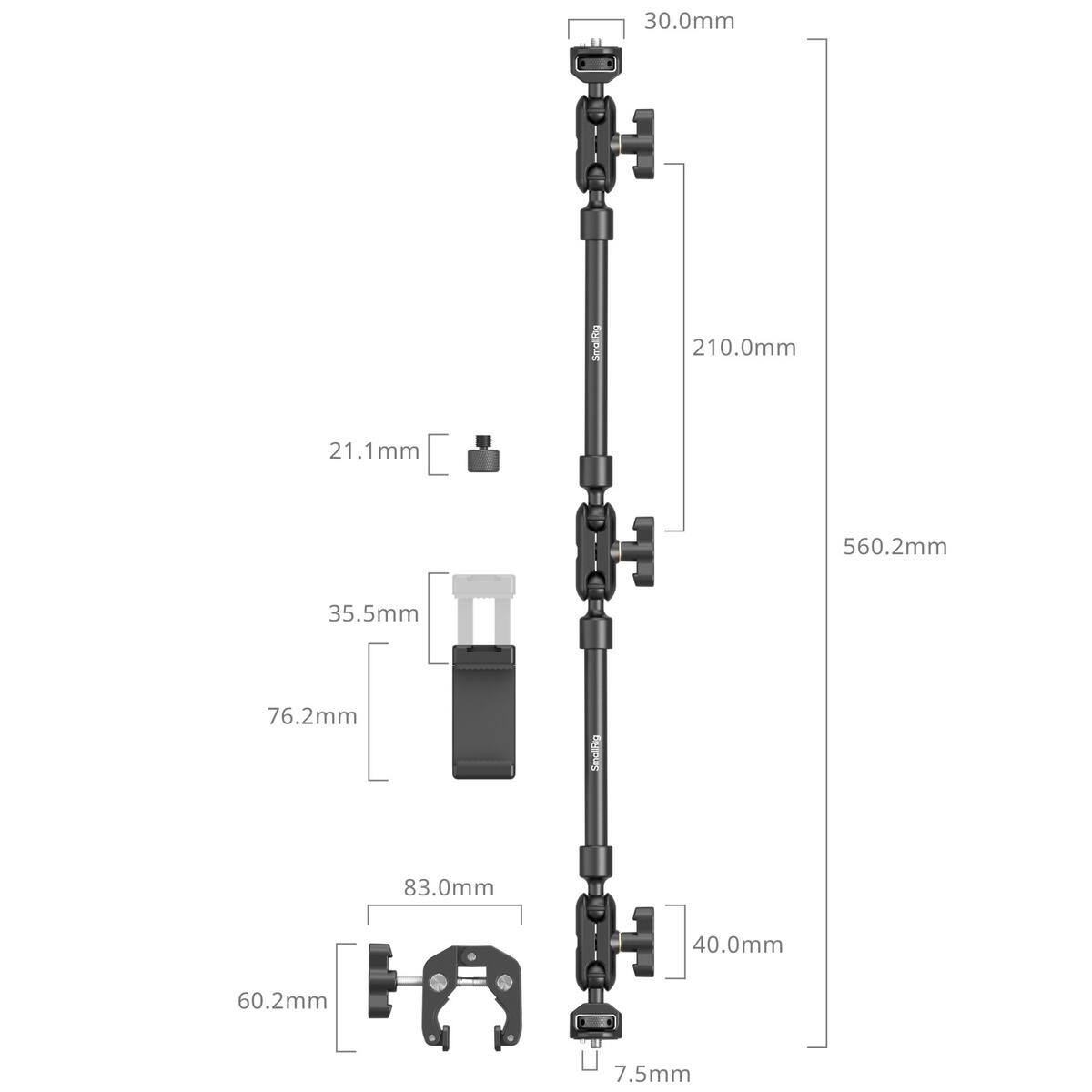 30.0mm  
210.0mm  
21.1mm  
560.2mm  
35.5mm  
76.2mm  
83.0mm  
40.0mm  
60.2mm  
7.5mm