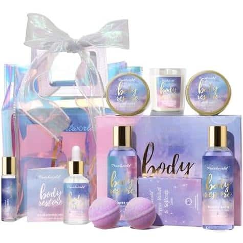 Fabibe - Bath Set with Scented Gifts for Men, Christmas Birthday Self Care Set for Men, Gift Baskets for Him, 12 count Men's Kit - aromatic