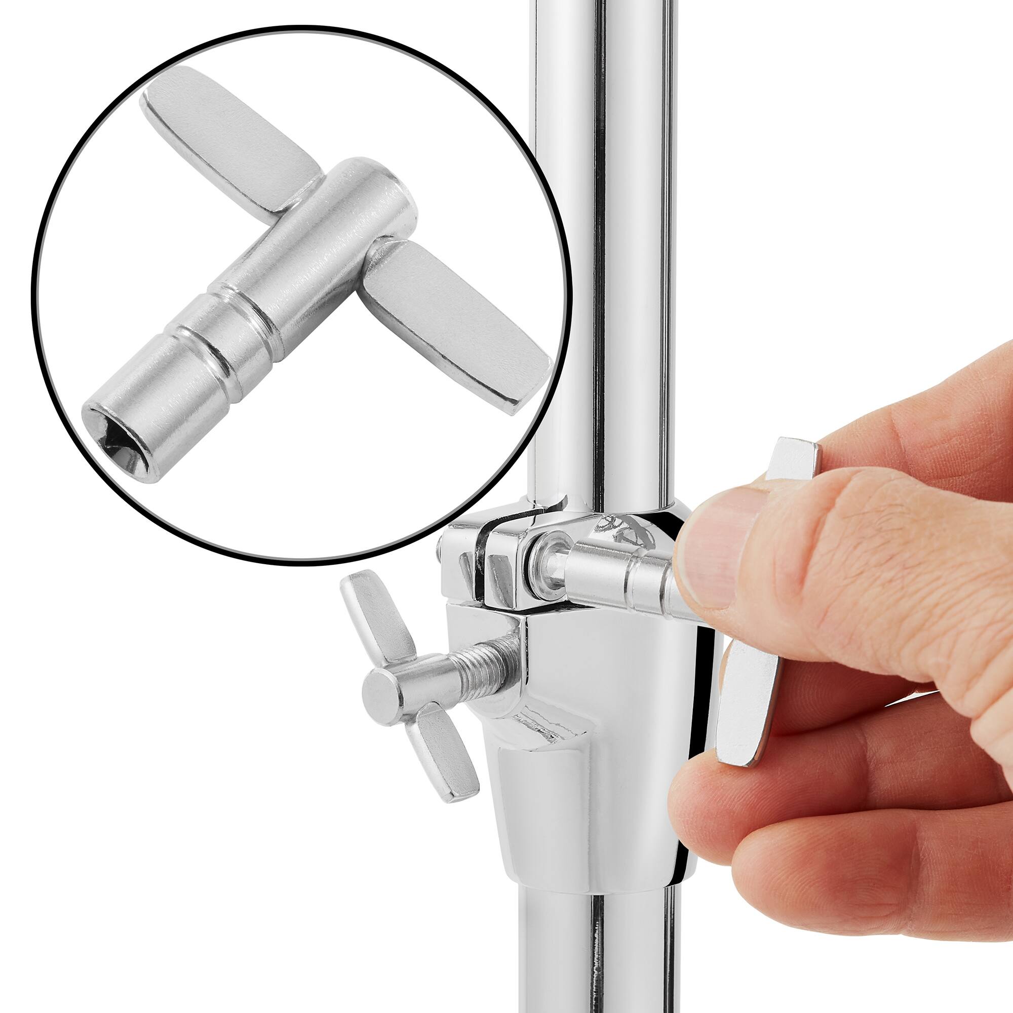 Alt View 5. Gammon Percussion - Roto Tom Drum Set - 6-in - 8-in - 10-in Toms - Double Braced Stand - Silver.