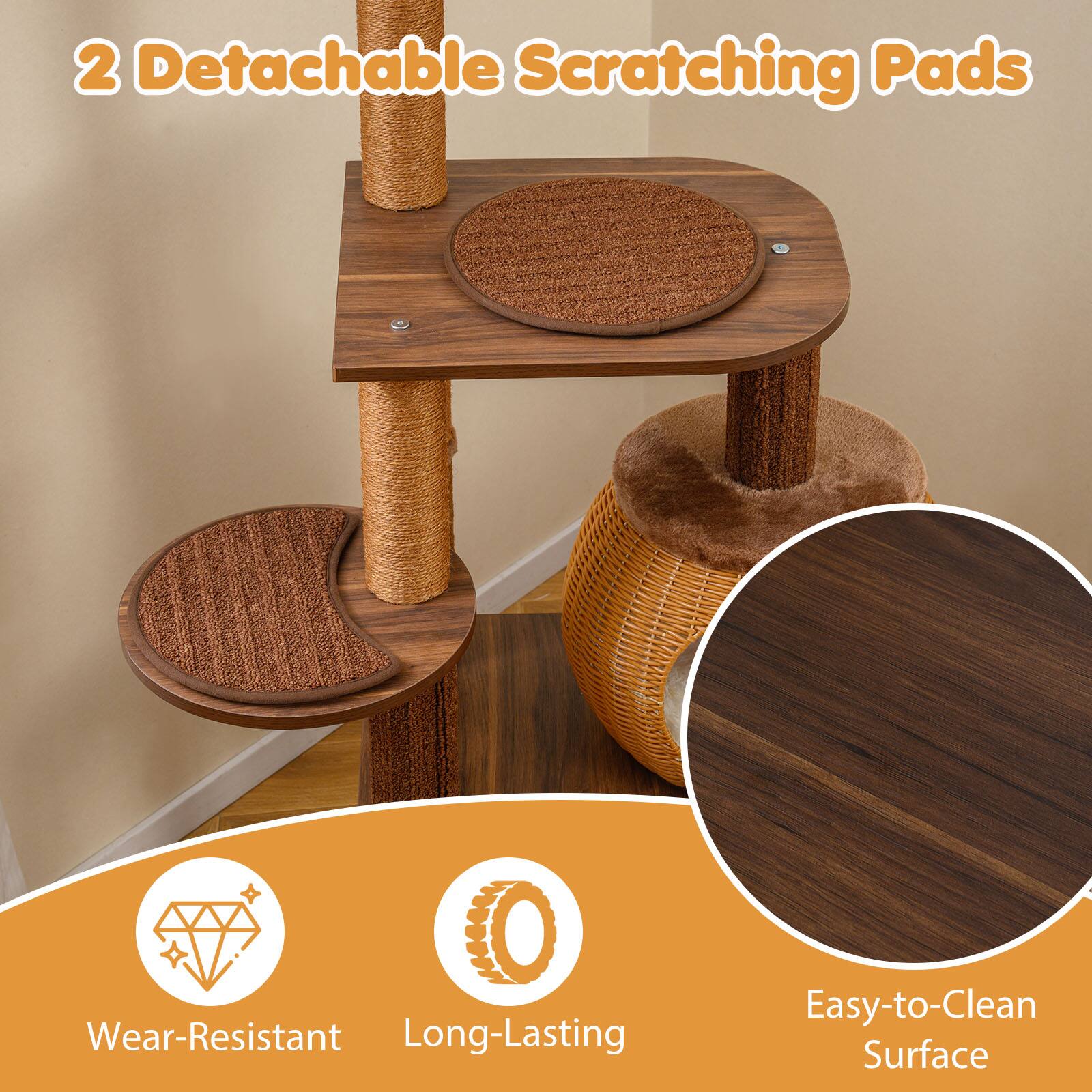 2 Detachable Scratching Pads

- Wear-Resistant
- Long-Lasting
- Easy-to-Clean Surface