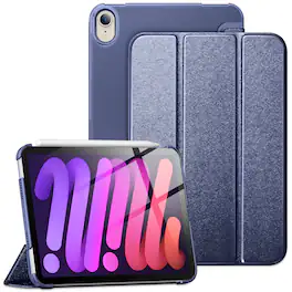 DTTO - Case for iPad mini 7 (A17 Pro) Case 2024, iPad mini 6th Generation Case 2021, Slim Trifold Stand Hard Cover case - Navy Blue