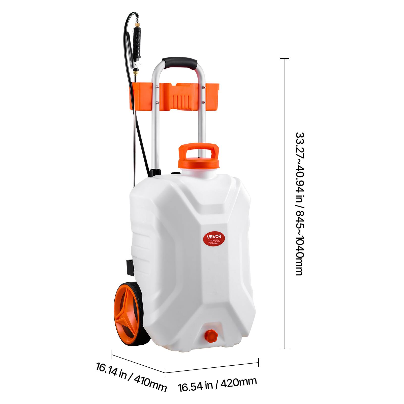 - Height: 33.27-40.94 in / 845-1040 mm
- Width: 16.14 in / 410 mm
- Depth: 16.54 in / 420 mm