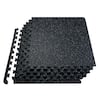 Front. VEVOR - 0.56 Inch Thick Gym Floor Mats, 25 Tiles Rubber Top with EVA Foam, 25" x 25" Gym Flooring Workout Mats - White.