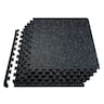 VEVOR - 0.56 Inch Thick Gym Floor Mats, 6 Tiles Rubber Top with EVA Foam, 25" x 25" Gym Flooring Workout Mats - White