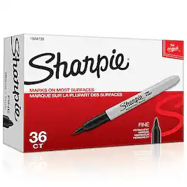 Sharpie - Permanent Marker, Fine Tip, Black, 36/Pack (1884739)