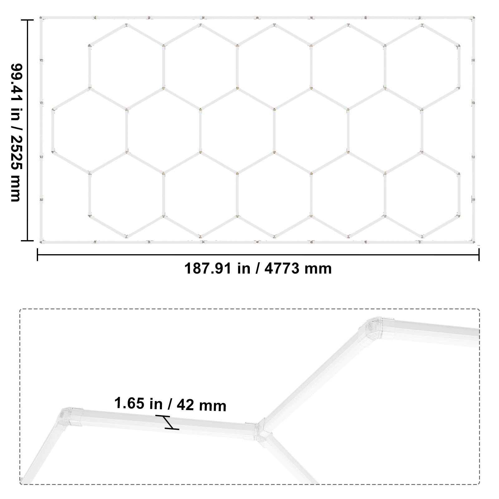99.41 in / 2525 mm  
187.91 in / 4773 mm  
1.65 in / 42 mm