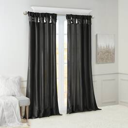 BreeBe - Twist Tab Lined Window Curtain Panel 50x108' - Black