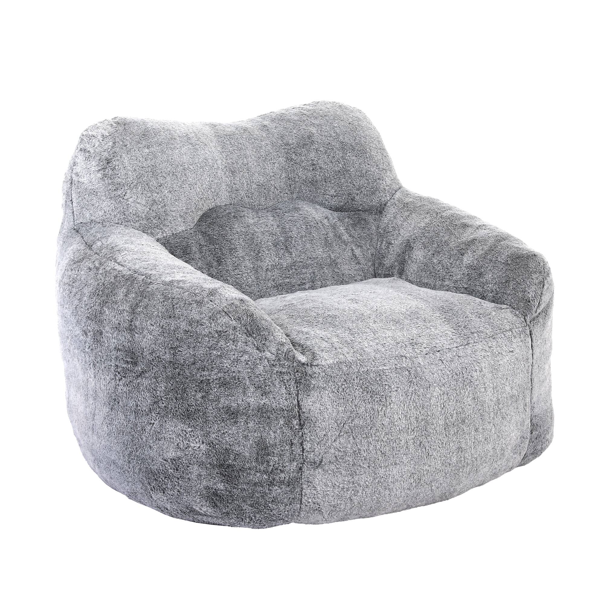 Alt View 5. GOODSILO - Bean Bag Chair Sofa with Armrests - Stuffed High-Density Foam, Lazy Comfy Seating for Adults in Living Room, Bedroom - Dark Gray.