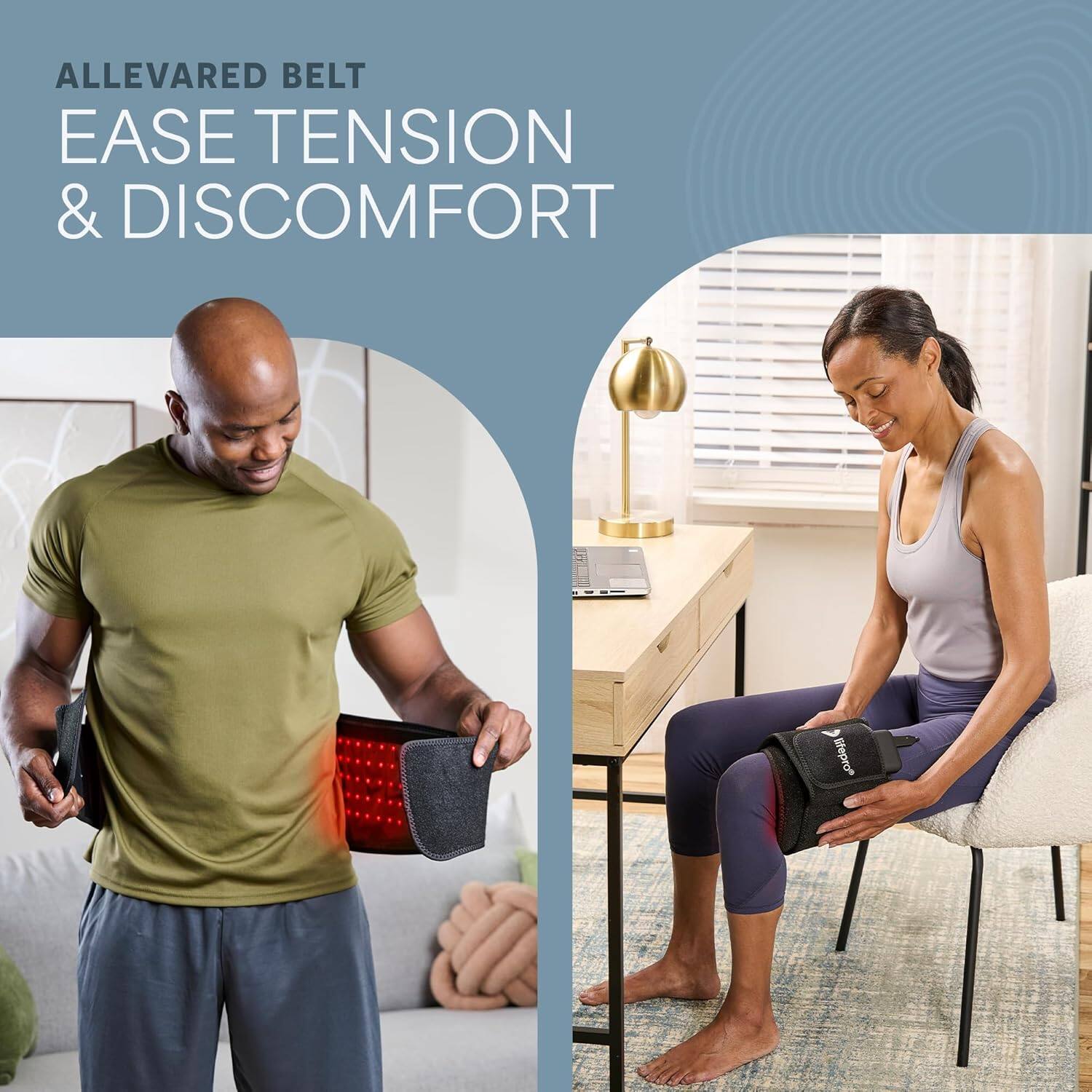 ALLEVARED BELT  
EASE TENSION & DISCOMFORT