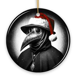 OrnamentallyYou - Grim Plague Doctor With Santa Hat Ceramic Ornament Christmas Keepsake for Halloween Tree Circle - Multi-colored