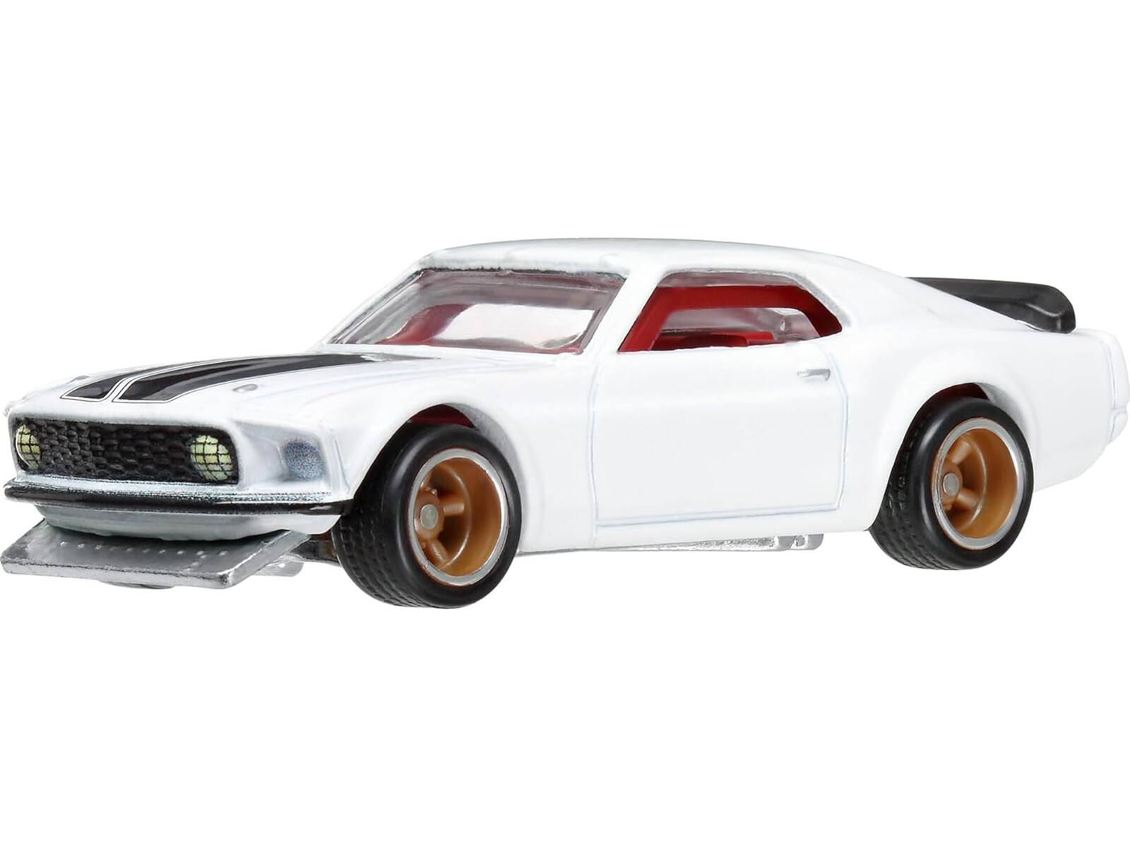 Angle. Hot Wheels - 1969 Ford Mustang Boss 302 White with Black Stripes "Fast & Furious 6" (2013) Movie "Premium" Series - White With Black Stripes.