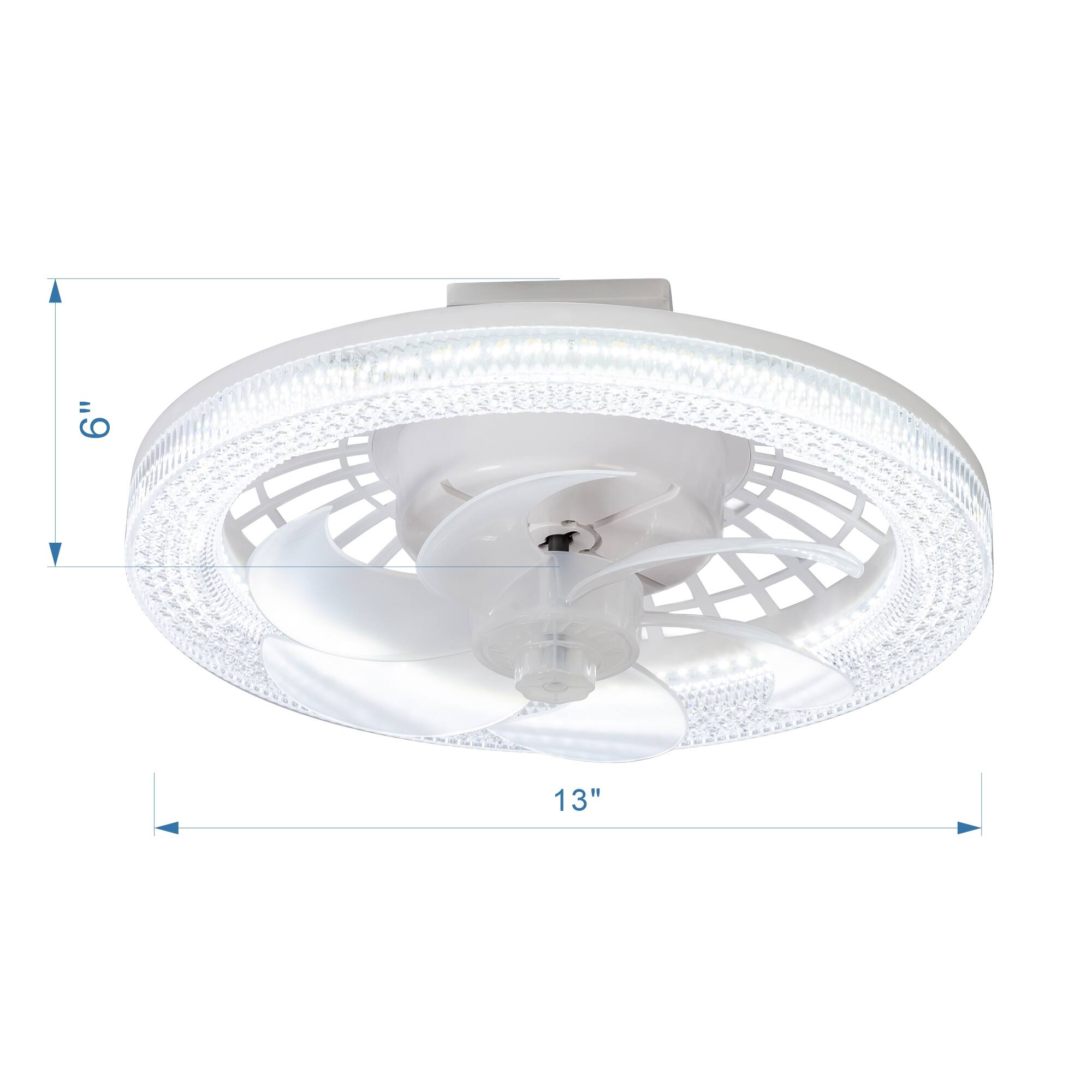 Alt View 10. Breezary - Breezary 13-Inch Multi-Directional Ceiling Fan, 3-Color Light, 7 ABS Blades, DC Motor, 6-Speed Remote & Memory Function - Matte White.