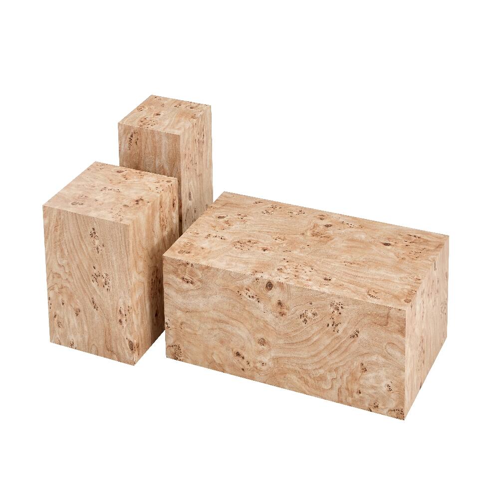 Alt View 10. Loheer - Loheer Wabi-Sabi Coffee Table Wood Grain MDF Modular Side Table Natural Style Square Nightstand 39.4x21.7x11.8 - Natural.