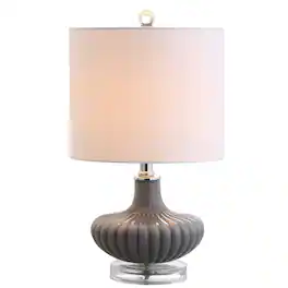 Jonathan Y - Kamille 18" Glass and Lucite LED Table Lamp, Gray - Gray/Clear