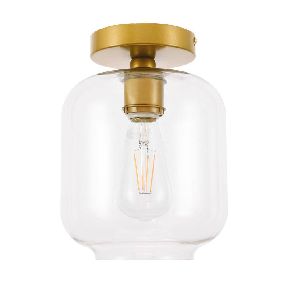 Alt View 9. Living District - Collier 1 light Brass and Clear glass Flush mount - Brass And Clear Glass.