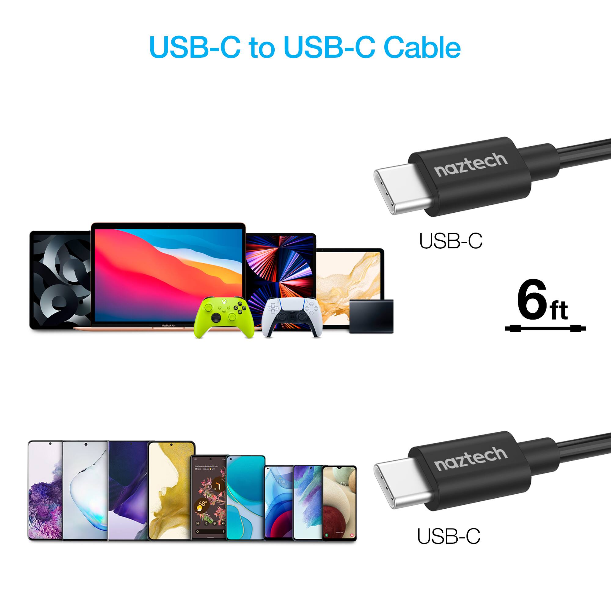 USB-C to USB-C Cable naztech USB-C 6ft
