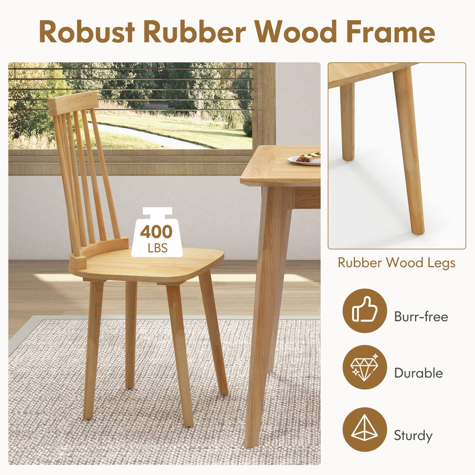 Robust Rubber Wood Frame

400 LBS

Rubber Wood Legs

- Burr-free
- Durable
- Sturdy