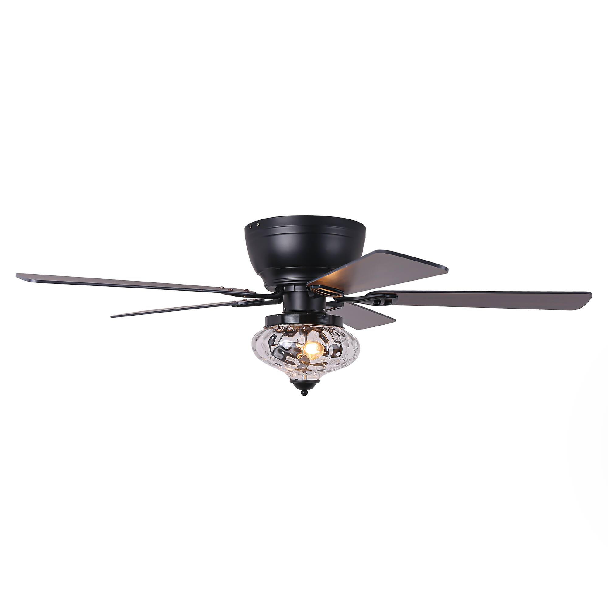 Alt View 4. Parrot Uncle - 52" Traditional Black 5-blade Glass Low Profile Ceiling Fan with Remote - Black.