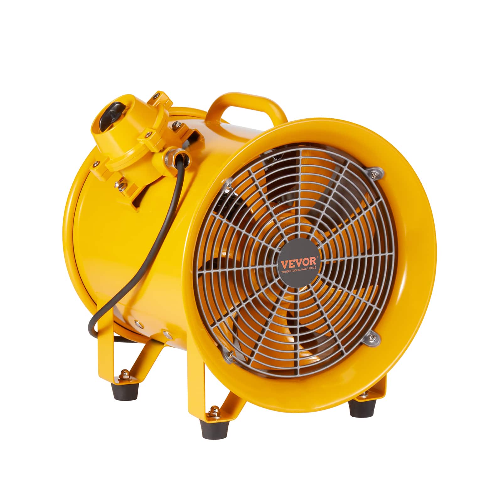VEVOR - Portable Ventilator,12" Heavy Duty Cylinder Fan,550W Strong Shop Exhaust Fan 2500CFM,9.8ft Power Cord (No charging head) - Yellow