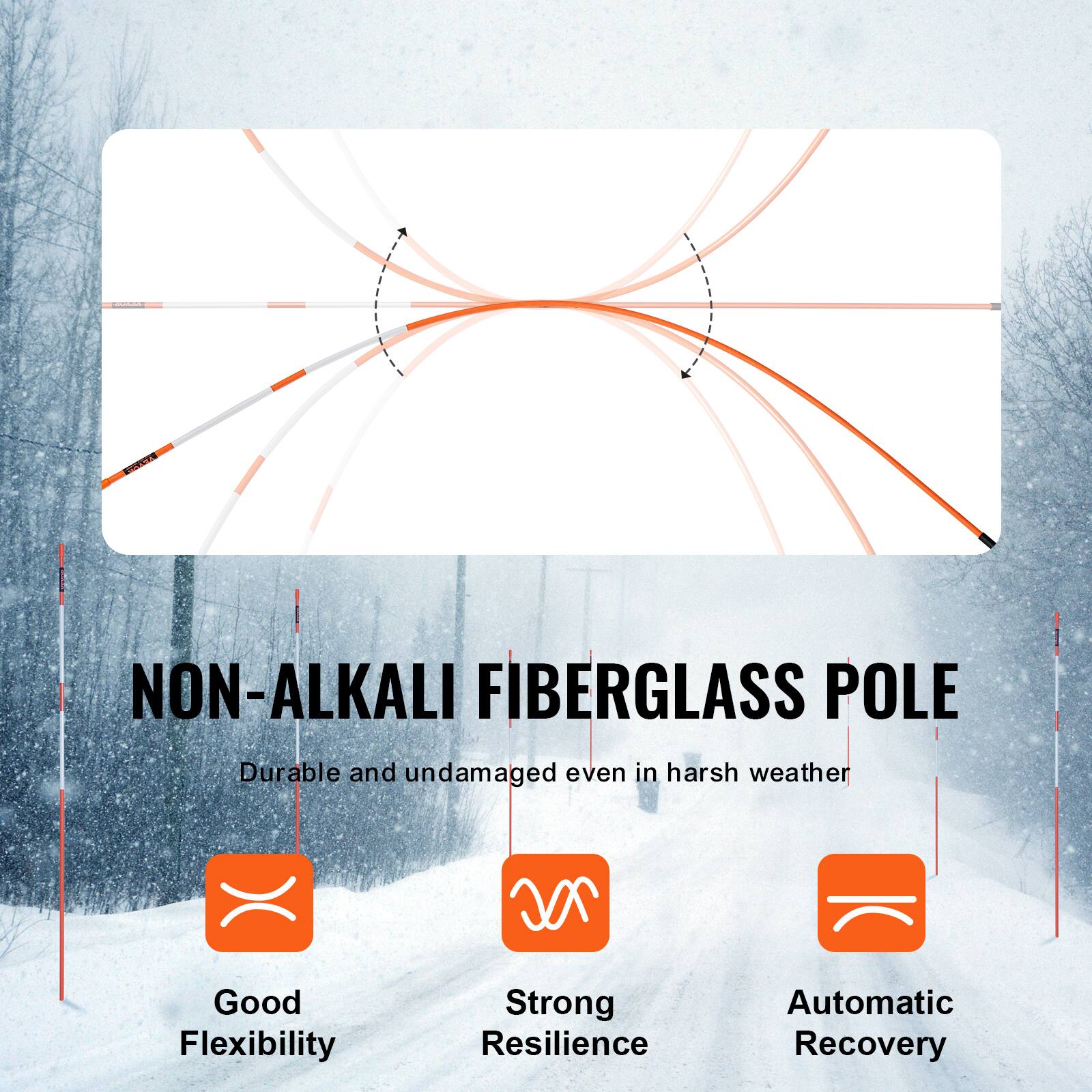 NON-ALKALI FIBERGLASS POLE

Durable and undamaged even in harsh weather

- Good Flexibility
- Strong Resilience
- Automatic Recovery