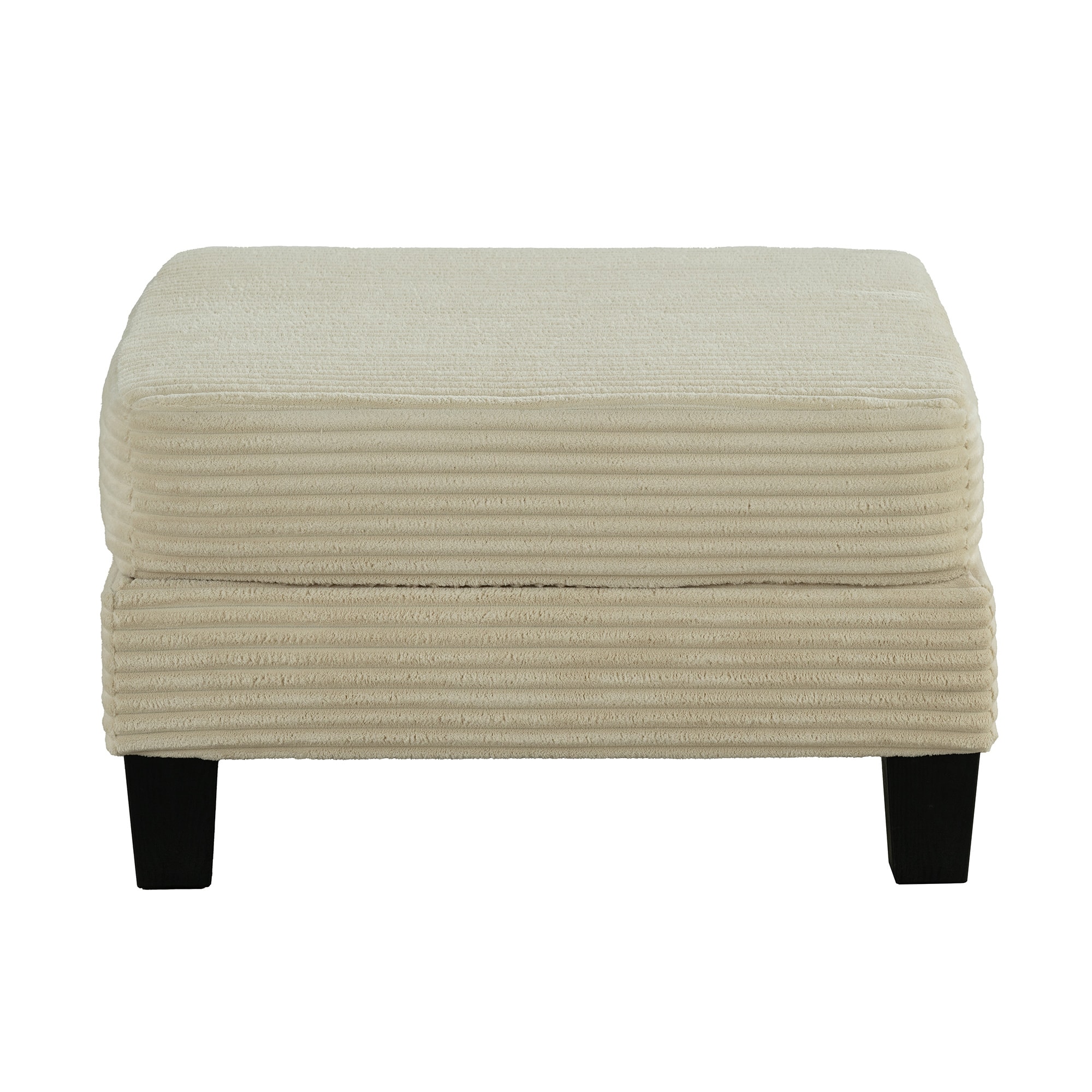 Vaczon - Storage Ottoman Footstool, Upholstered Corduroy Ottoman with Hidden Storage, Square Foot Rest for Living Room Bedroom - Cream White