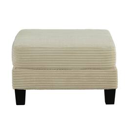 Vaczon - Storage Ottoman Footstool, Upholstered Corduroy Ottoman with Hidden Storage, Square Foot Rest for Living Room Bedroom - Cream White