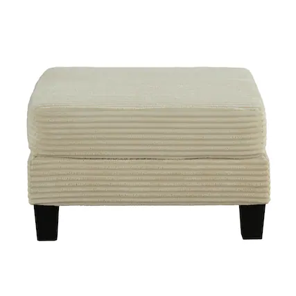 Front. Vaczon - Storage Ottoman Footstool, Upholstered Corduroy Ottoman with Hidden Storage, Square Foot Rest for Living Room Bedroom - Cream White.