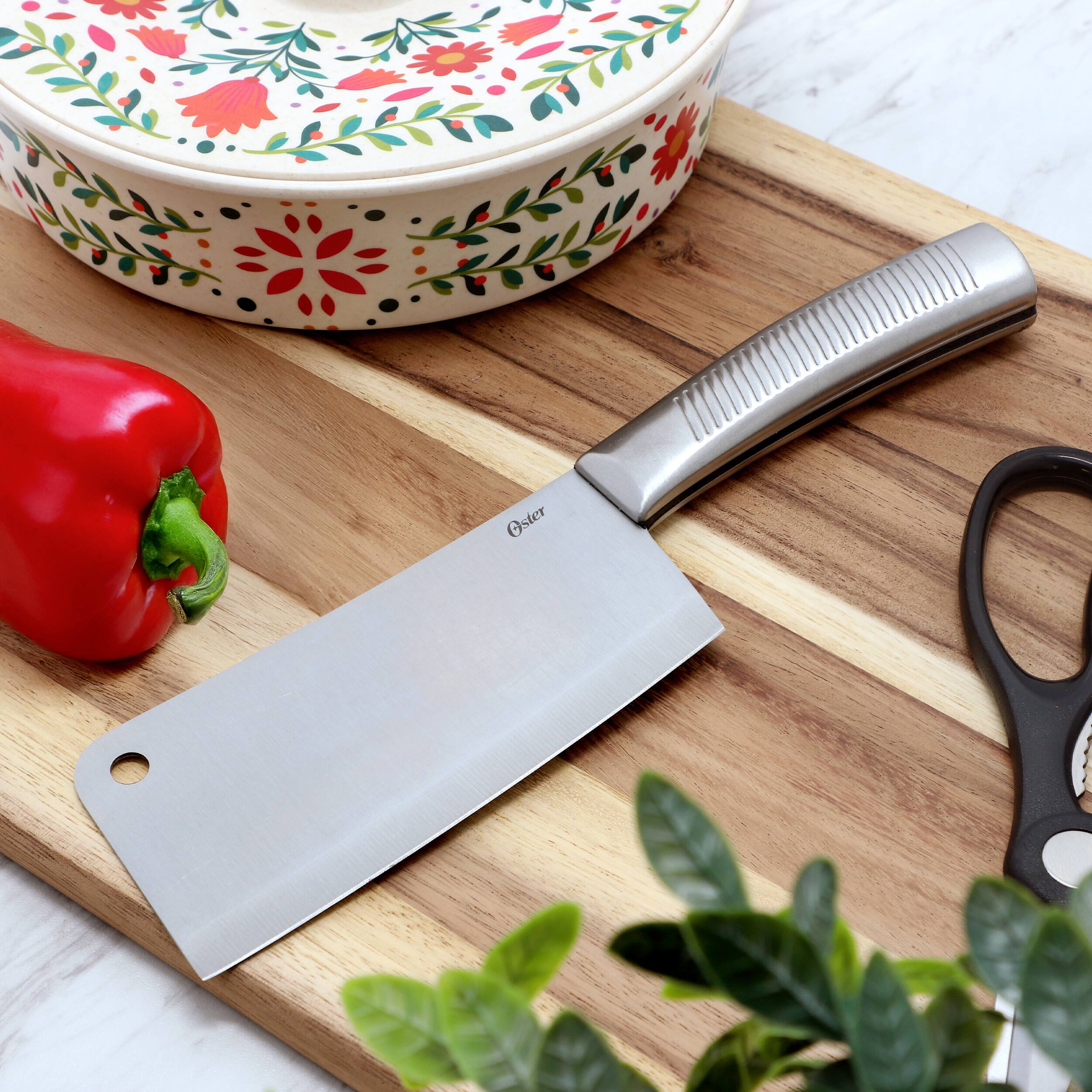 Alt View 4. Oster - Oster Eddington 2 Piece Stainless Steel Cleaver and Scissors Set with Ridged Handles.