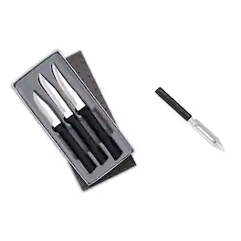 Rada - 3 Piece Paring Knives Galore Set & 1.75-Inch Swivel Vegetable Peeler, Handless - Black