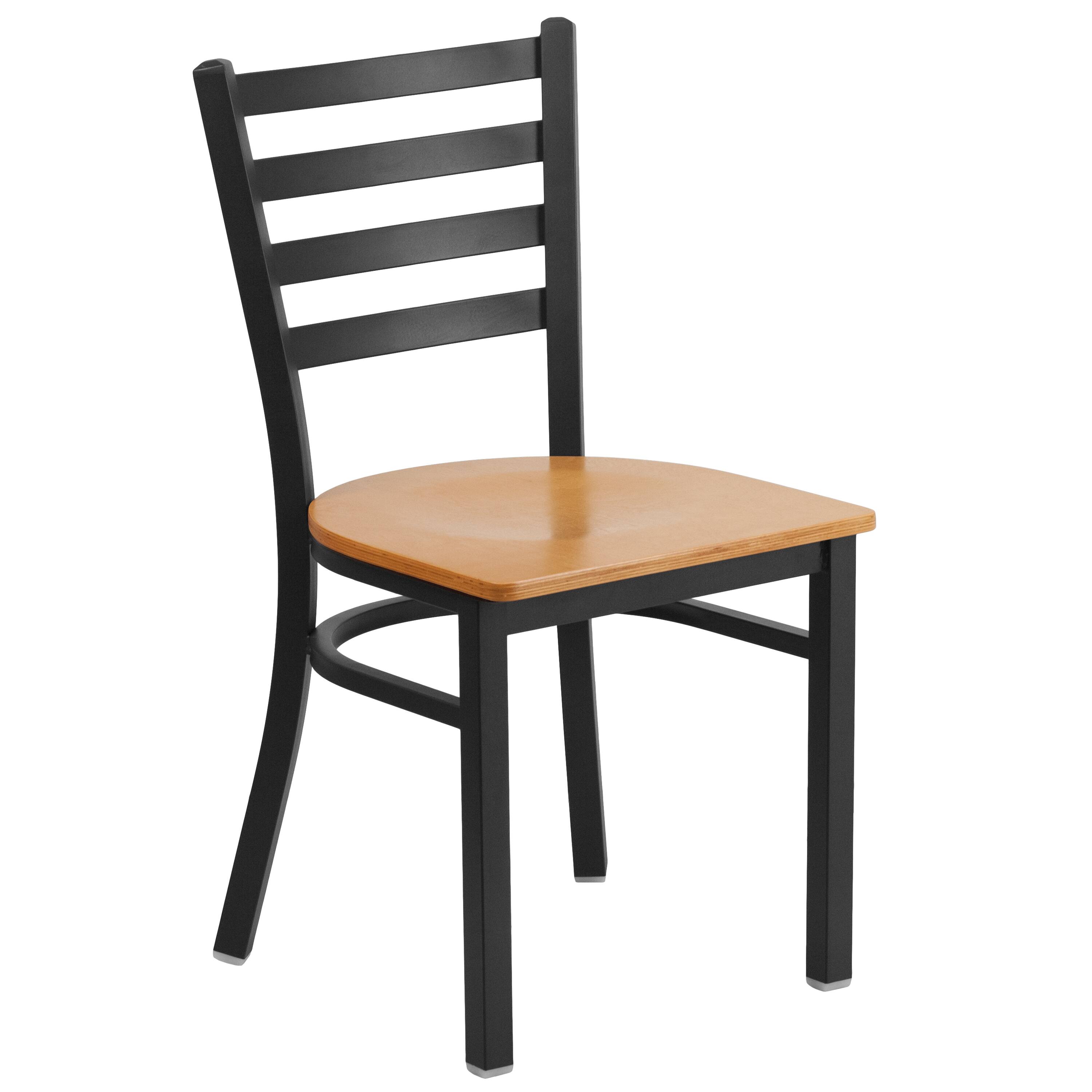 Natural Wood Seat/Black Metal Frame