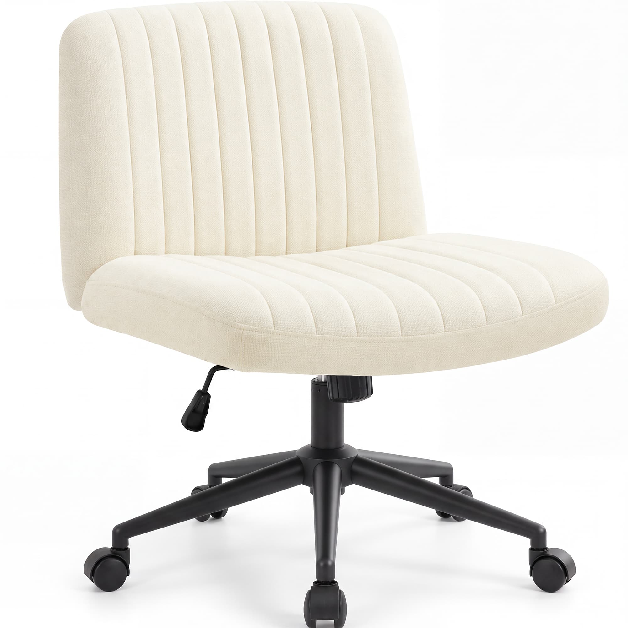 Front. Celtoss - Criss Cross Chair with Wheels, Armless Cross-Legged Office Chair, Rolling Vanity Makeup Chair - Dual - Dual-Beige.