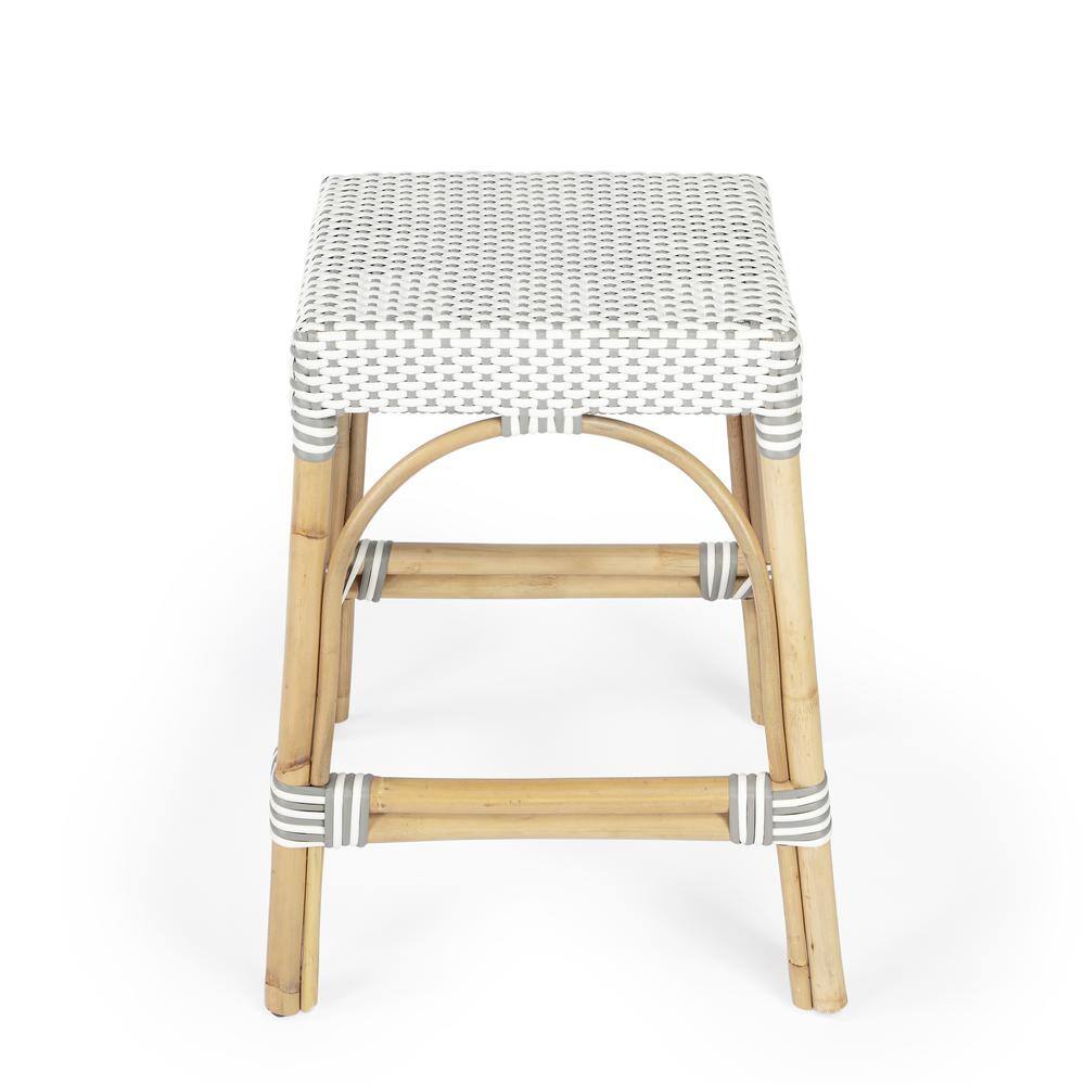 Alt View 1. Butler Specialty - Robias Rectangular Rattan 24.5" Counter Stool - Gray And White Dot.